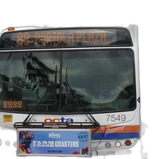 3d render, photorealistic, concept art, white, bus, orange, blue, stripes transparent PNG cut-out