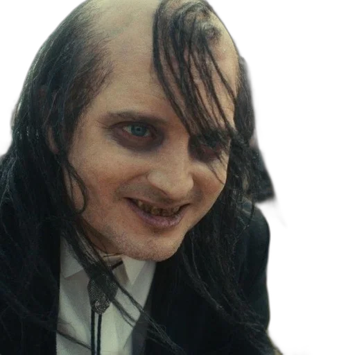 face, creature, hair, mask, man, long, black, suit transparent PNG cut-out