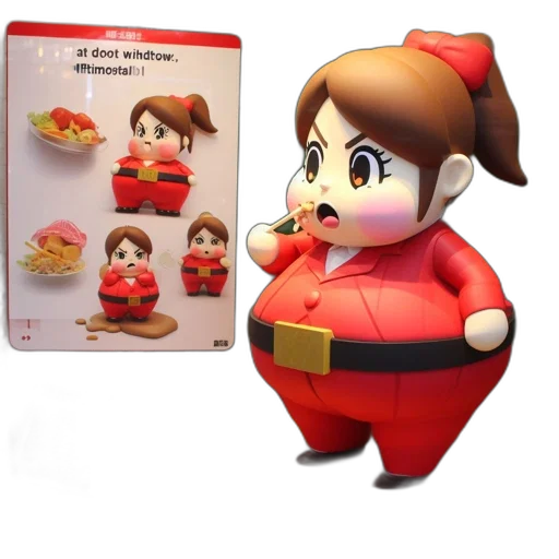 food, concept art, 3d render, pixel art, red, animated, female, character transparent PNG cut-out