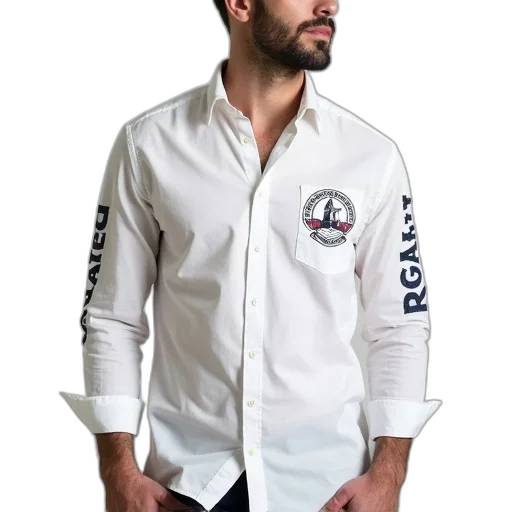 jacket, photorealistic, man, wearing, white, shirt, vintage-style, graphic transparent PNG cut-out