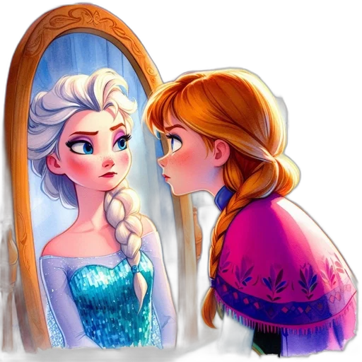 face, crown, dress, concept art, fantasy art, cartoon, watercolor, snow transparent PNG cut-out
