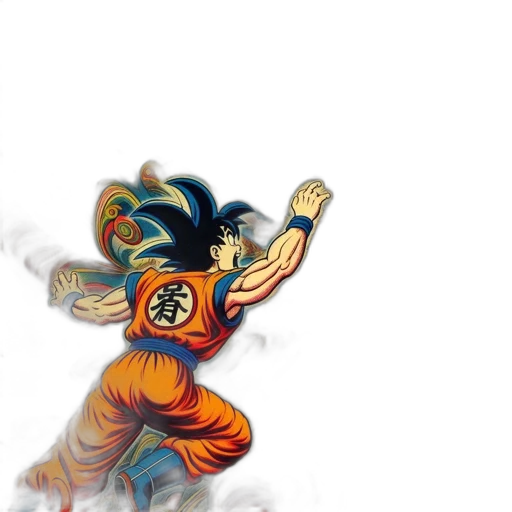 concept art, comic book art, fantasy art, pixel art, animated, dragonball, character, goku transparent PNG cut-out