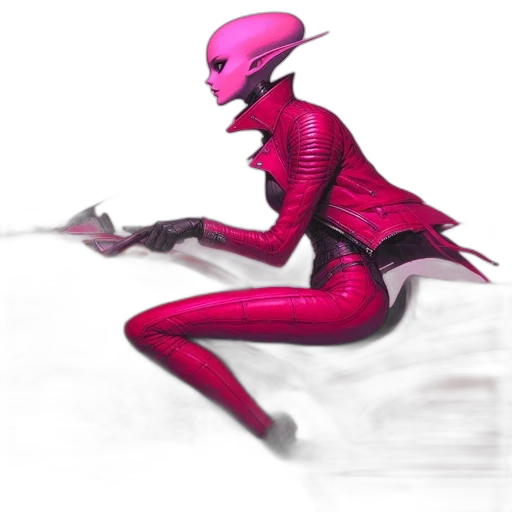 creature, robot, concept art, fantasy art, comic book art, 3d render, red, neon transparent PNG cut-out