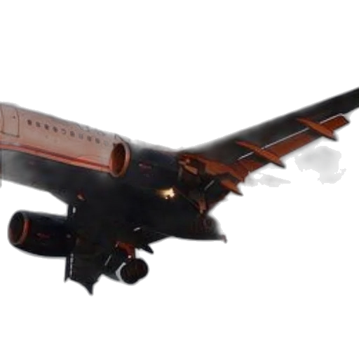3d render, commercial, airplane, red, stripes, fuselage, captured, flight transparent PNG cut-out