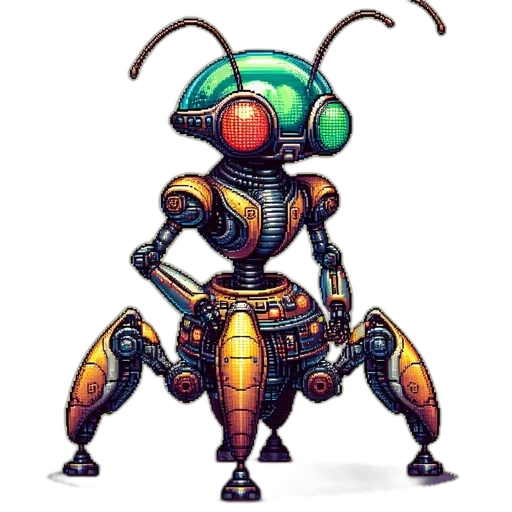 robot, creature, animal, pixel art, concept art, cyberpunk, 3d render, outer space transparent PNG cut-out