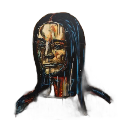 mask, face, hair, robot, concept art, oil painting, watercolor, photorealistic transparent PNG cut-out