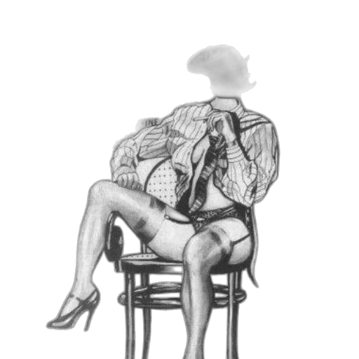 furniture, jacket, dress, staff, pencil sketch, concept art, photorealistic, cartoon transparent PNG cut-out