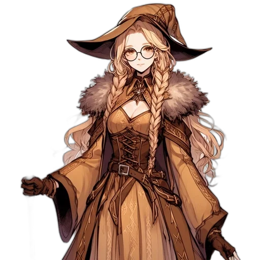 staff, dress, hat, mask, concept art, fantasy art, pixel art, anime transparent PNG cut-out
