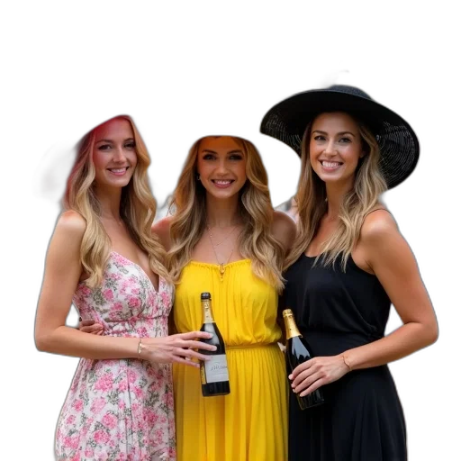 dress, hat, bottle, staff, earth tones, golden, dark, three transparent PNG cut-out
