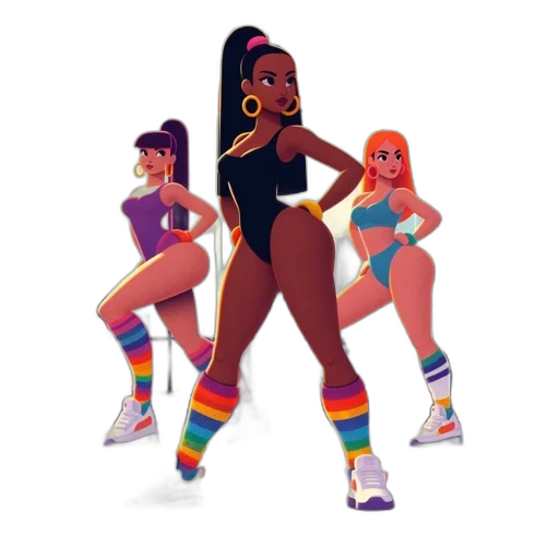 concept art, pixel art, cartoon, comic book art, neon, colorful, three, animated transparent PNG cut-out