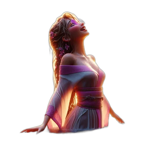 dress, crown, jewelry, concept art, 3d render, photorealistic, fantasy art, neon lights transparent PNG cut-out