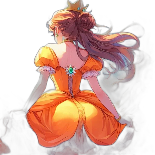 dress, crown, hair, flower, concept art, watercolor, anime, fantasy art transparent PNG cut-out