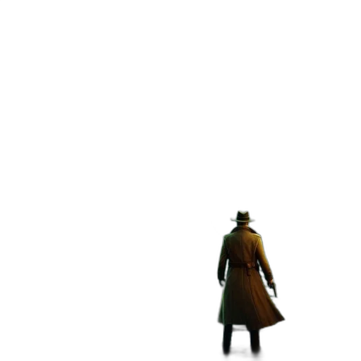 staff, jacket, hat, weapon, concept art, 3d render, pixel art, cyberpunk transparent PNG cut-out