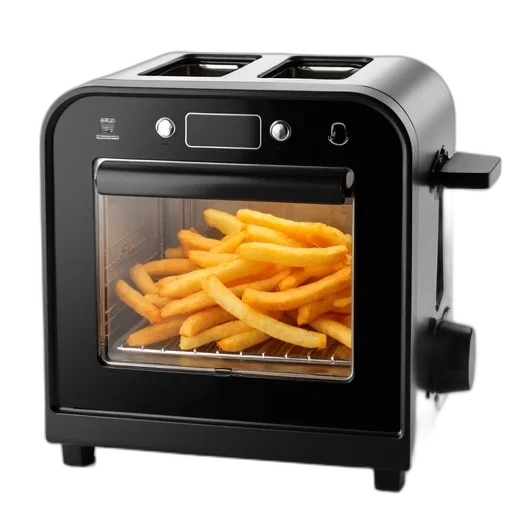 food, robot, 3d render, photorealistic, modern, black, electric, toaster transparent PNG cut-out