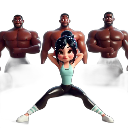 concept art, 3d render, cartoon, fantasy art, three, shirtless, men, admire transparent PNG cut-out
