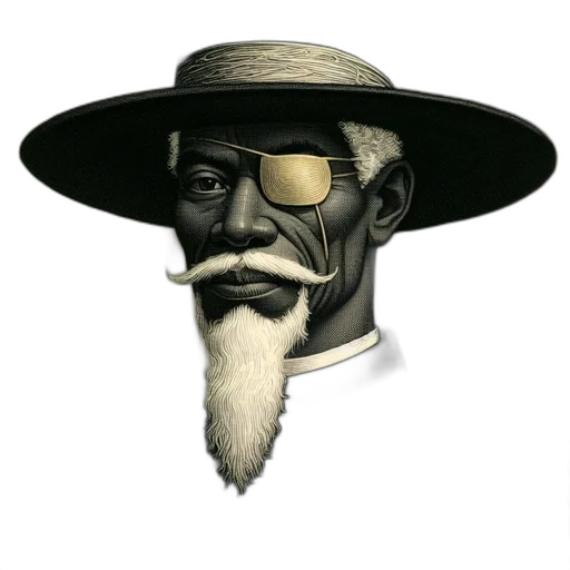 hat, mask, face, staff, 3d render, concept art, photorealistic, fantasy art transparent PNG cut-out