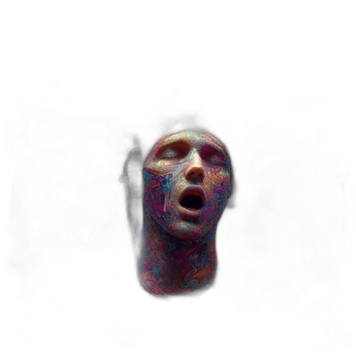 face, mask, creature, crown, 3d render, photorealistic, concept art, vaporwave transparent PNG cut-out