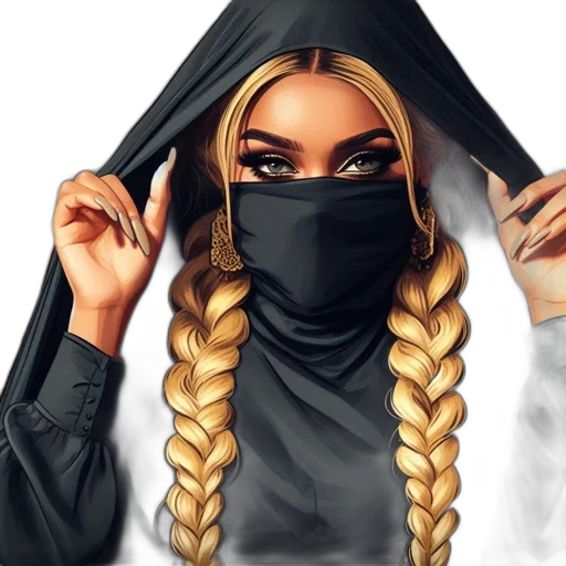 mask, face, concept art, photorealistic, fantasy art, anime, woman, striking transparent PNG cut-out