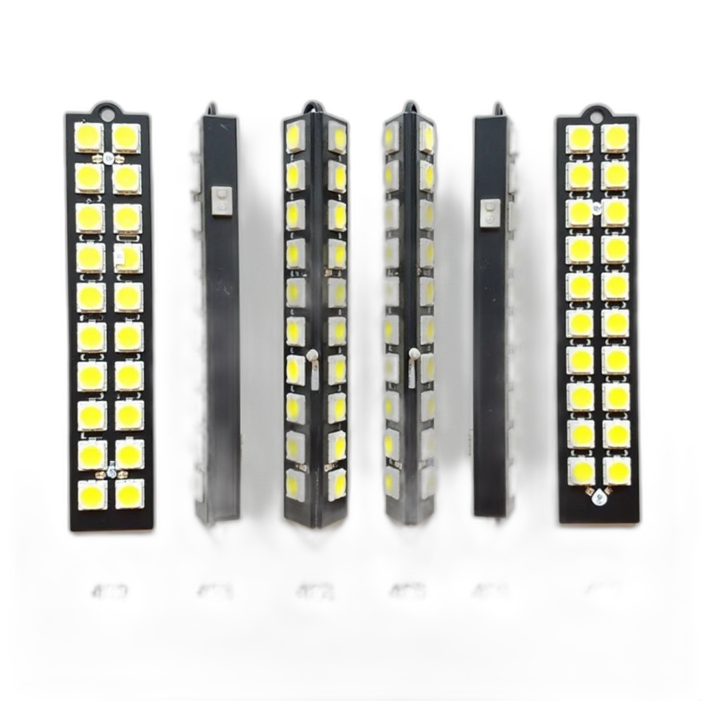3d render, neon lights, set, six, identical, led, light, strips transparent PNG cut-out
