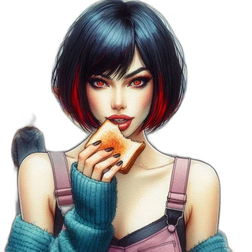 food, face, weapon, fantasy art, photorealistic, comic book art, anime, red transparent PNG cut-out