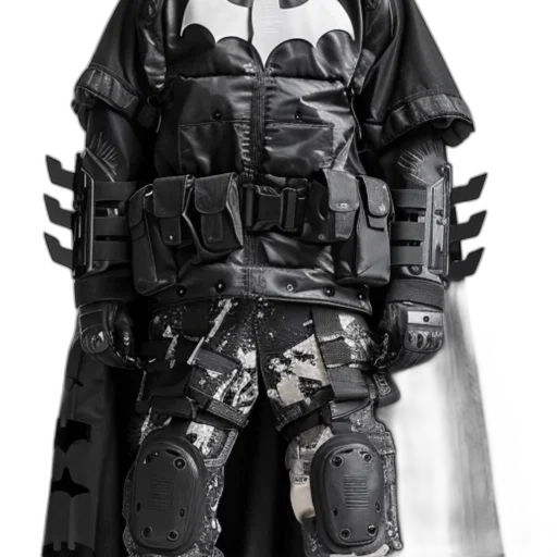 jacket, robot, mask, dress, cyberpunk, concept art, 3d render, photorealistic transparent PNG cut-out