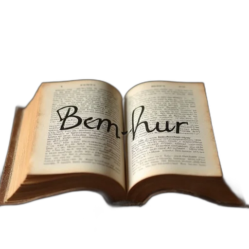 3d render, open, book, words, ben, hur, written transparent PNG cut-out