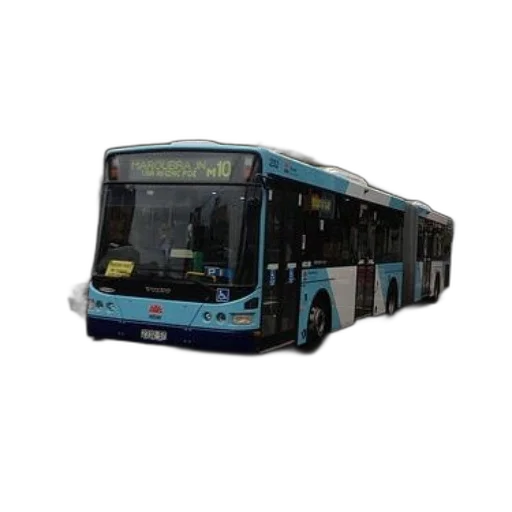 3d render, photorealistic, concept art, blue, white, bus, driving, down transparent PNG cut-out