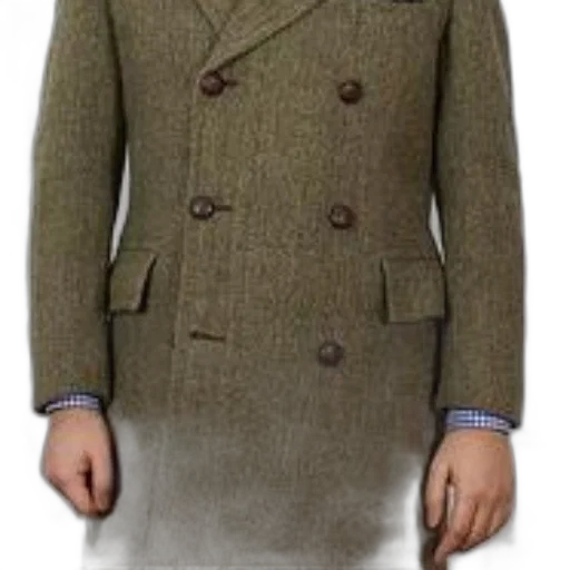 jacket, earth tones, person, wearing, long, olive, green, tweed transparent PNG cut-out