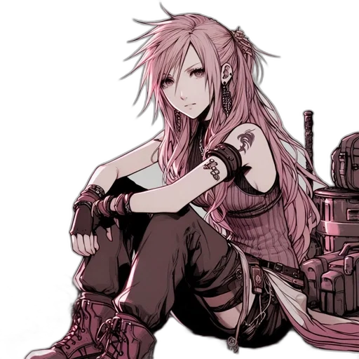 weapon, cyberpunk, concept art, anime, pixel art, dark, monochrome, red transparent PNG cut-out