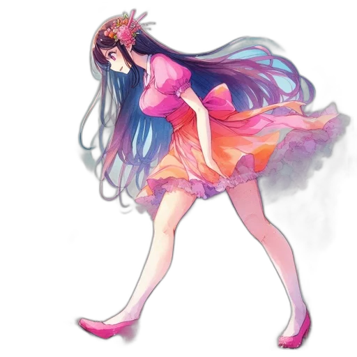 dress, creature, staff, concept art, anime, fantasy art, pixel art, pastel transparent PNG cut-out