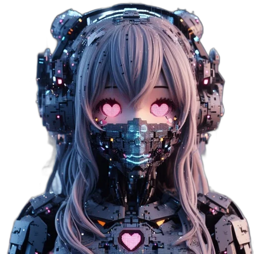 mask, robot, face, creature, cyberpunk, concept art, vaporwave, pixel art transparent PNG cut-out
