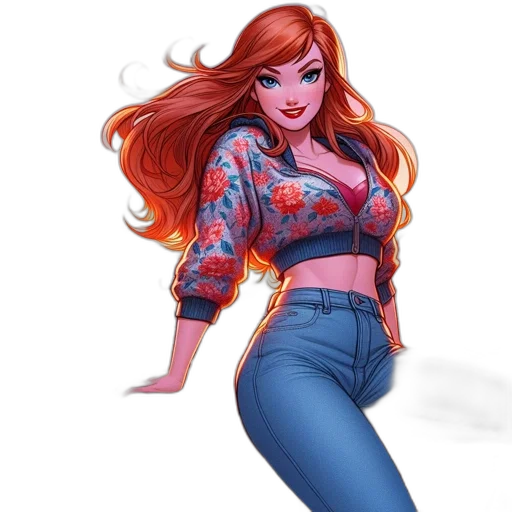 jacket, dress, concept art, comic book art, cartoon, fantasy art, red, colorful transparent PNG cut-out