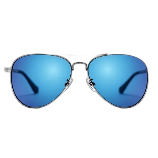 3d render, blue, pair, sunglasses, silver, frame, black, tip transparent PNG cut-out