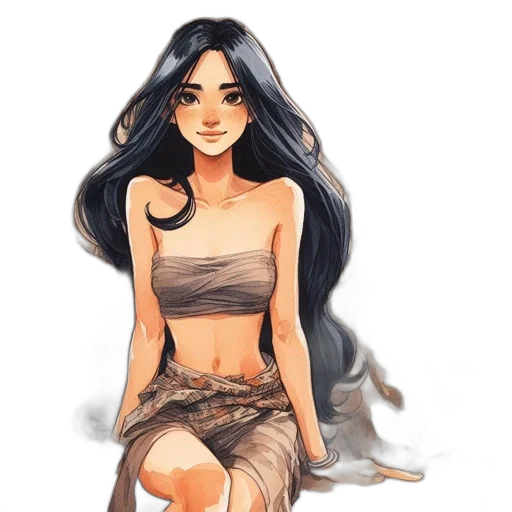 dress, hair, watercolor, fantasy art, concept art, oil painting, earth tones, pastel transparent PNG cut-out