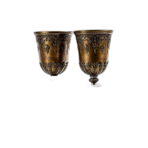 furniture, jewelry, crown, pair, ornate, antique, bronze, goblets transparent PNG cut-out