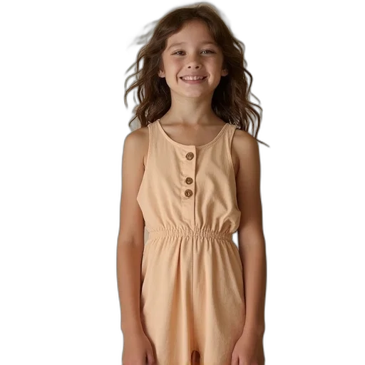 dress, earth tones, champion, girl, sleeveless, romper transparent PNG cut-out