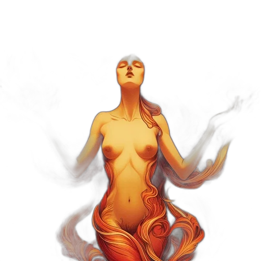 dress, mask, creature, concept art, fantasy art, comic book art, 3d render, fire transparent PNG cut-out
