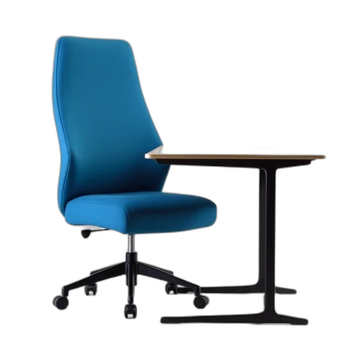 furniture, staff, 3d render, blue, office, chair, wooden, writing transparent PNG cut-out