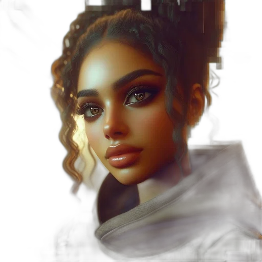 face, crown, fantasy art, photorealistic, concept art, oil painting, outer space, neon lights transparent PNG cut-out