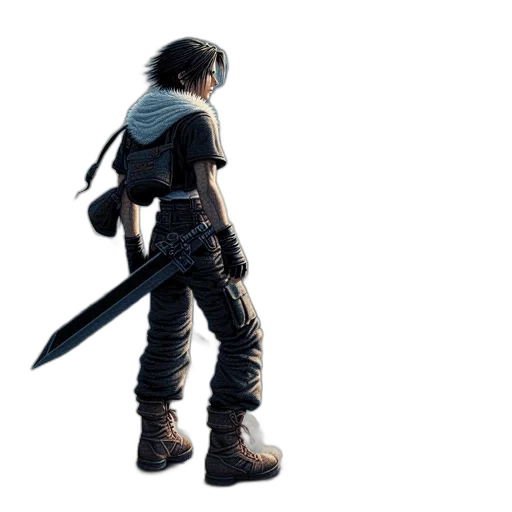sword, weapon, concept art, fantasy art, 3d render, pixel art, young, male transparent PNG cut-out