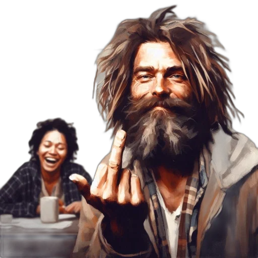 jacket, face, food, concept art, photorealistic, comic book art, oil painting, fire transparent PNG cut-out