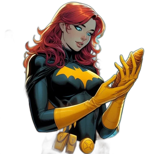 comic book art, concept art, cartoon, fantasy art, golden, woman, red, hair transparent PNG cut-out
