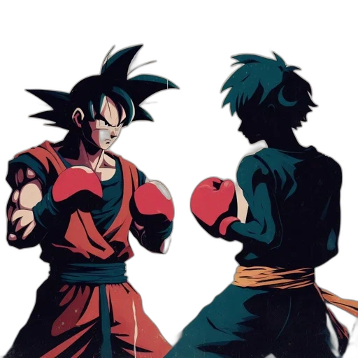 concept art, anime, pixel art, comic book art, two, stylized, combatants, prepare transparent PNG cut-out