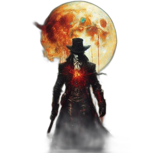 hat, staff, mask, concept art, fantasy art, comic book art, pixel art, fire transparent PNG cut-out
