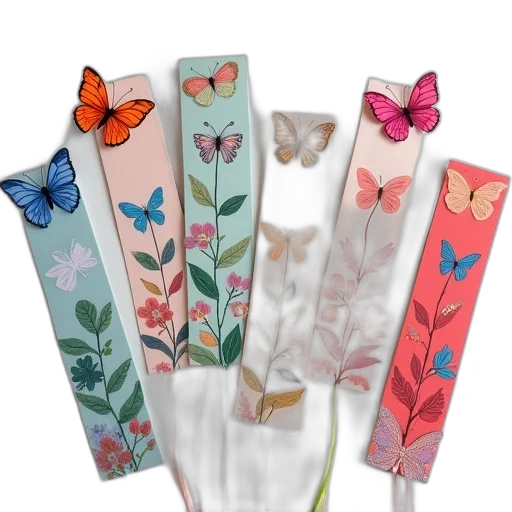 pastel, set, butterfly, bookmarks transparent PNG cut-out
