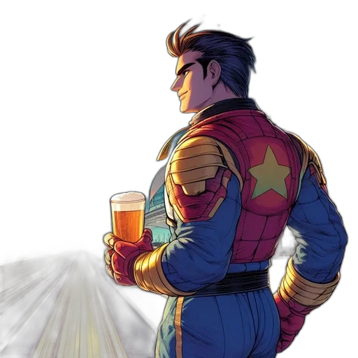 jacket, bottle, concept art, comic book art, pixel art, watercolor, outer space, colorful transparent PNG cut-out