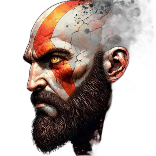 face, concept art, comic book art, fantasy art, photorealistic, red, portrait, man transparent PNG cut-out
