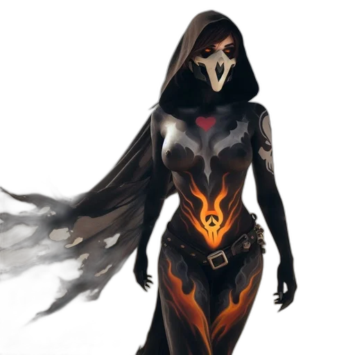 mask, dress, concept art, fantasy art, comic book art, cyberpunk, dark, female transparent PNG cut-out