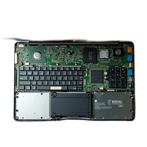 close-up, view, electronic, components, laptop, keyboard, trackpad, removed transparent PNG cut-out