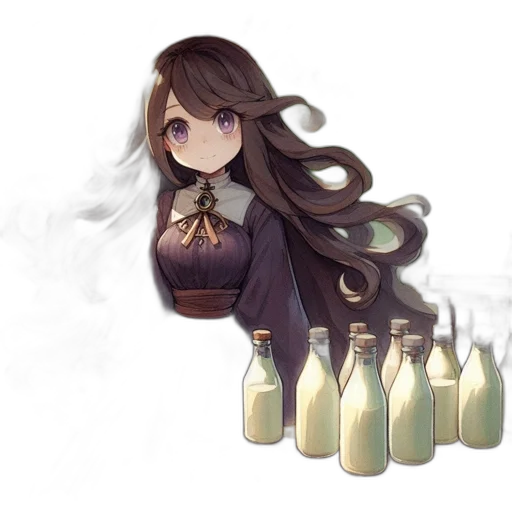 bottle, food, hair, staff, pixel art, concept art, anime, fantasy art transparent PNG cut-out